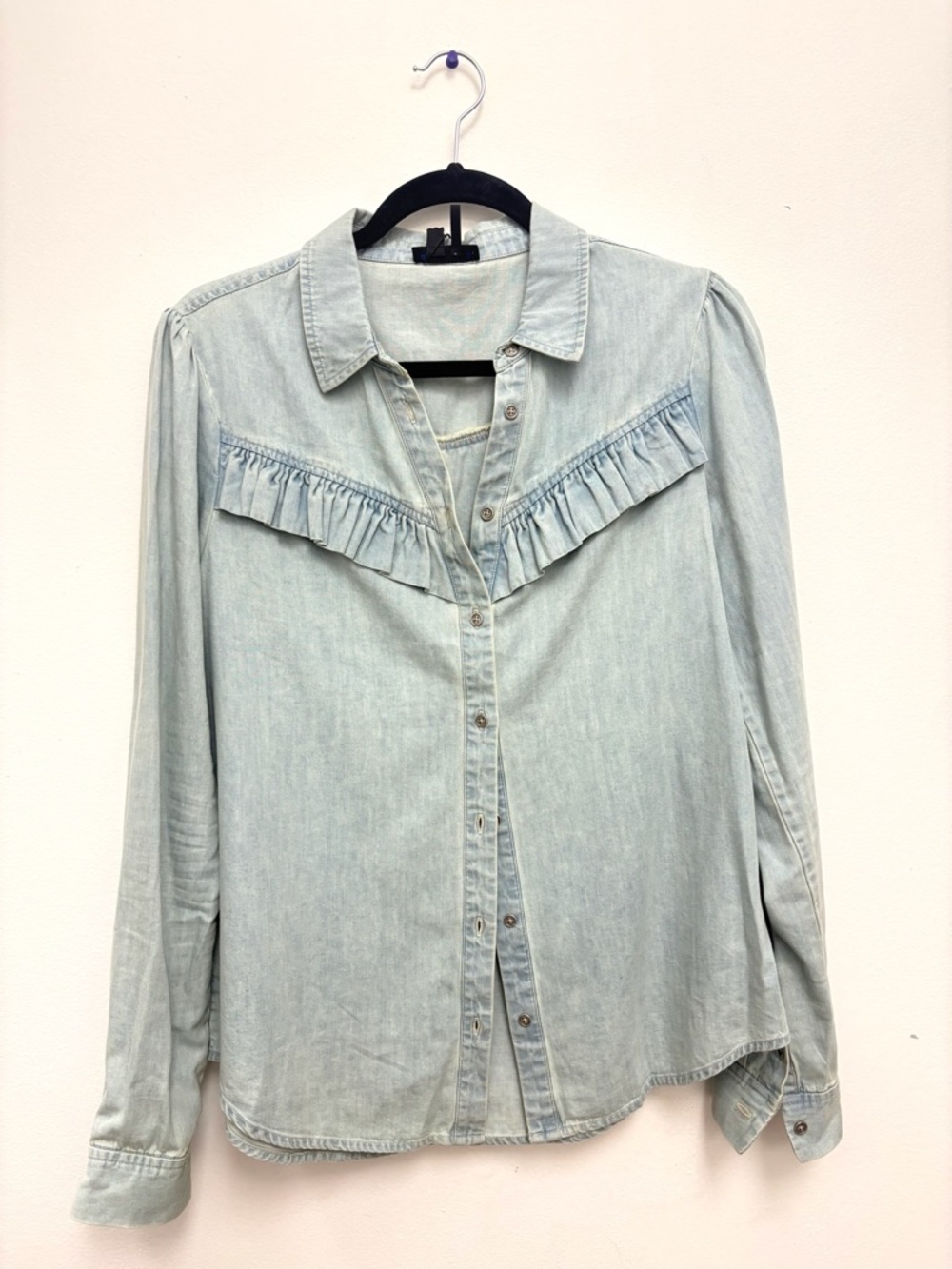 Paige Denim Light Wash Denim Shirt Size M